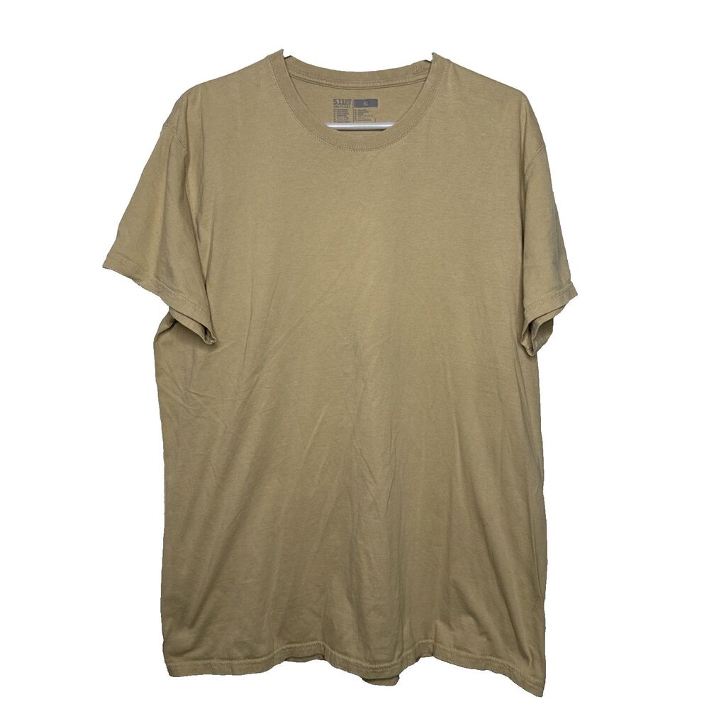 5.11 Tactical Shirt Mens XL Beige Tan Short Sleeve Crew Neck Field Range Shirt